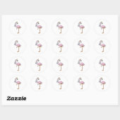 Flamingo als Bride op Wedding met Veil Ronde Sticker (Vel)