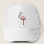Flamingo als Bride op Wedding met Veil Trucker Pet (Voorkant)