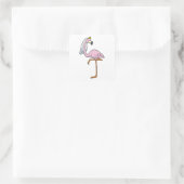 Flamingo als Bride op Wedding met Veil Vierkante Sticker (Tas)