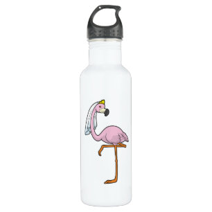 Flamingo als Bride op Wedding met Veil Waterfles