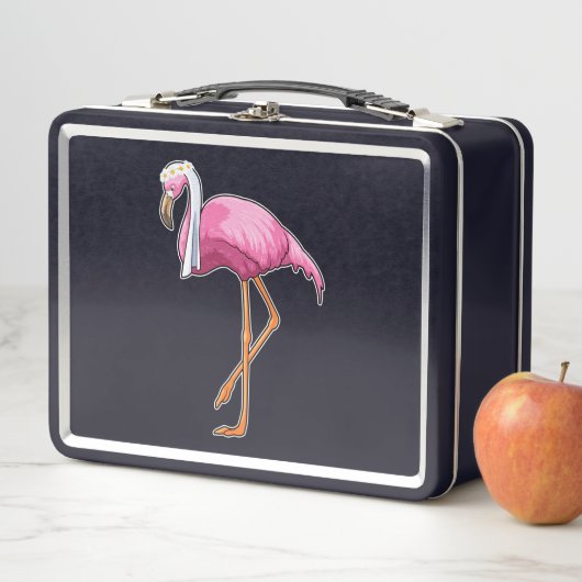 Flamingo als bruid met sluier (In situ)