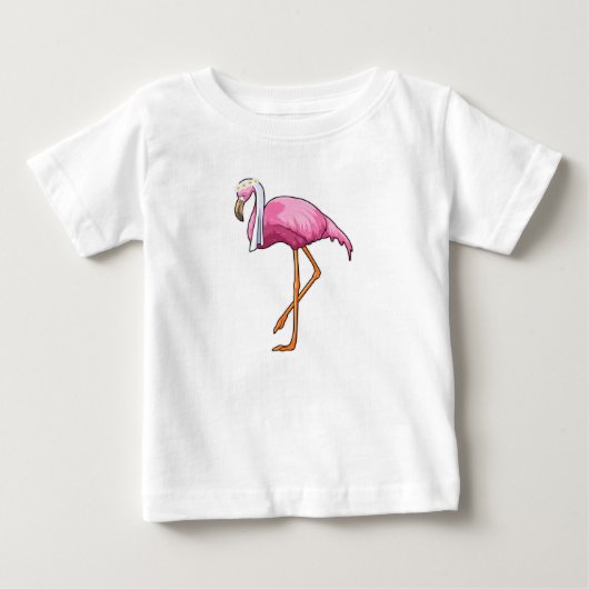Flamingo als bruid met sluier (Voorkant)
