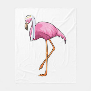 Flamingo als bruid met sluier fleece deken