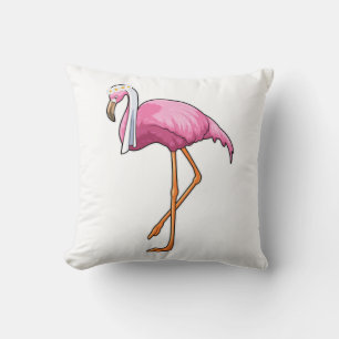 Flamingo als bruid met sluier kussen