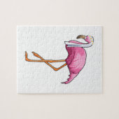 Flamingo als bruid met sluier legpuzzel (Horizontaal)