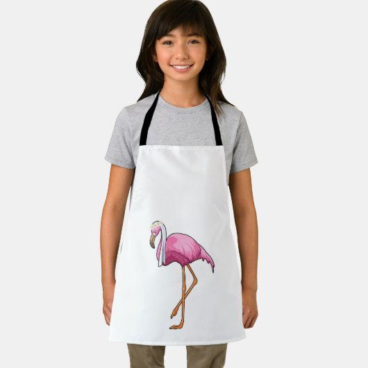 Flamingo als bruid met sluier schort (Insitu)