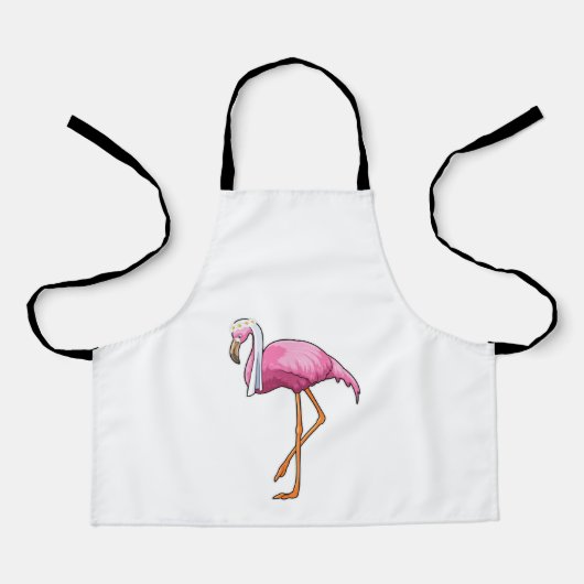 Flamingo als bruid met sluier schort (Voorkant)