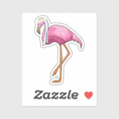 Flamingo als bruid met sluier sticker (Vel)