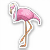 Flamingo als bruid met sluier sticker (Voorkant)