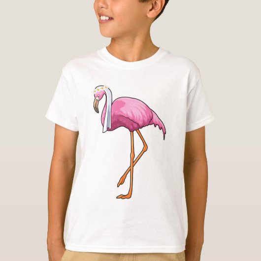 Flamingo als bruid met sluier t-shirt (Voorkant)