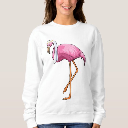Flamingo als bruid met sluier trui (Voorkant)