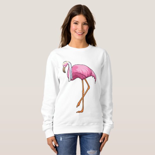 Flamingo als bruid met sluier trui (Voorkant volledig)