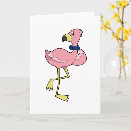 Flamingo als Gentleman met Stropdas Kaart (Gele Bloem)