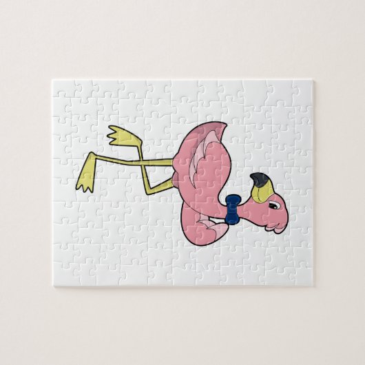 Flamingo als Gentleman met Stropdas Legpuzzel (Horizontaal)
