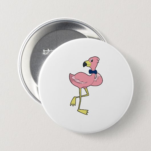 Flamingo als Gentleman met Stropdas Ronde Button 7,6 Cm (Voorkant /achterkant)