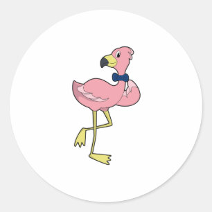Flamingo als Gentleman met Stropdas Ronde Sticker