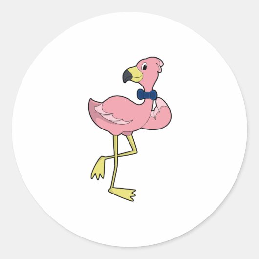 Flamingo als Gentleman met Stropdas Ronde Sticker (Voorkant)