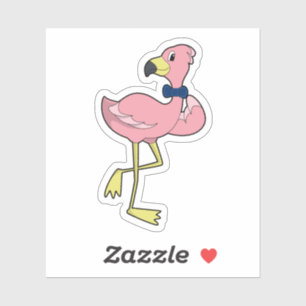 Flamingo als Gentleman met Stropdas Sticker