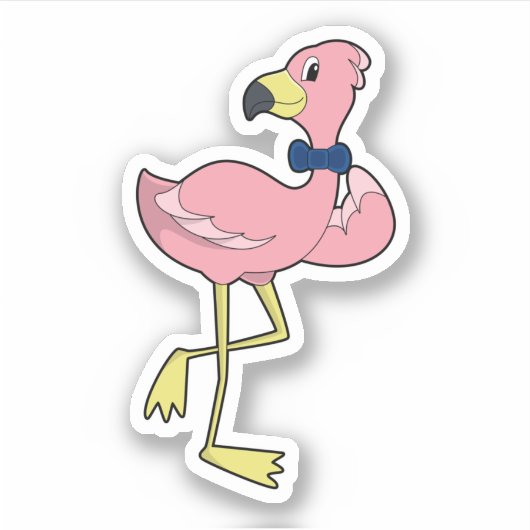 Flamingo als Gentleman met Stropdas Sticker (Voorkant)