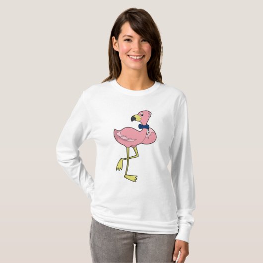 Flamingo als Gentleman met Stropdas T-shirt (Voorkant volledig)