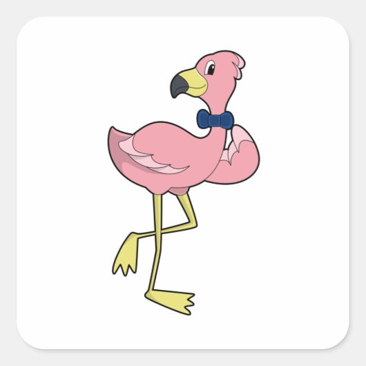Flamingo als Gentleman met Stropdas Vierkante Sticker (Voorkant)