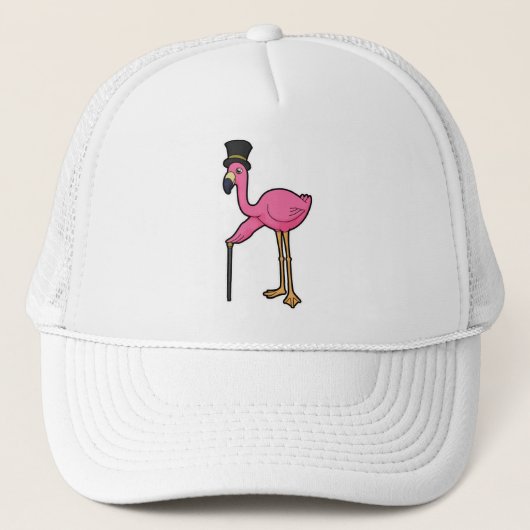 Flamingo als gom met Pet en stok (Voorkant)