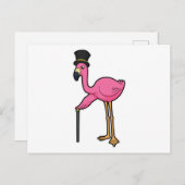 Flamingo als gom met Pet en stok Briefkaart (Voorkant / Achterkant)