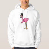 Flamingo als gom met Pet en stok Hoodie (Voorkant)