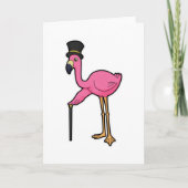 Flamingo als gom met Pet en stok Kaart (Voorkant)