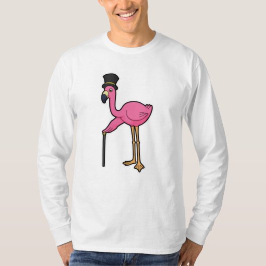 Flamingo als gom met Pet en stok T-shirt (Voorkant)