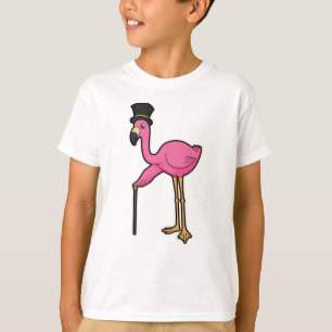 Flamingo als gom met Pet en stok T-shirt