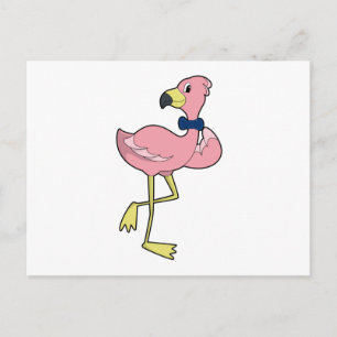 Flamingo als heer met das briefkaart