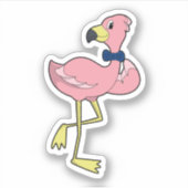 Flamingo als heer met das sticker (Voorkant)