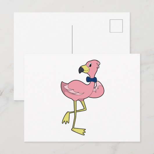 Flamingo als heer met stropdas briefkaart (Voorkant / Achterkant)