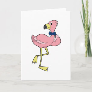 Flamingo als heer met stropdas kaart