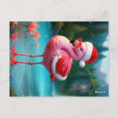 Flamingo als Kerstman-47475 Briefkaart (Achterkant)