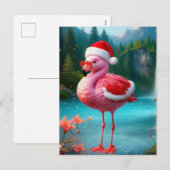 Flamingo als Kerstman-47475 Feestdagenkaart (Voorkant / Achterkant)