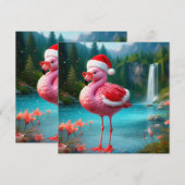 Flamingo als Kerstman-47475 Kaart (Voorkant / Achterkant)