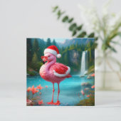 Flamingo als Kerstman-47475 Kaart (Staand voorkant)