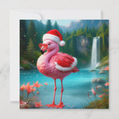 Flamingo als Kerstman-47475 Kaart (Achterkant)