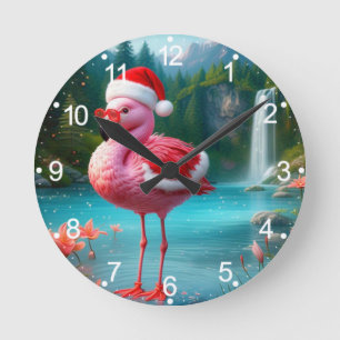 Flamingo als Kerstman-47475 Ronde Klok