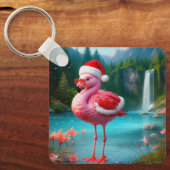 Flamingo als Kerstman-47475 Sleutelhanger (Voorkant)