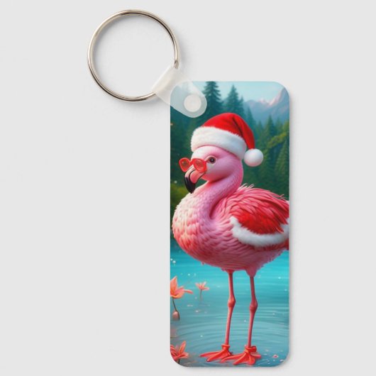 Flamingo als Kerstman-47475 Sleutelhanger (Voorkant)