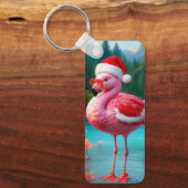 Flamingo als Kerstman-47475 Sleutelhanger (Voorkant)
