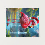Flamingo als Kerstman-47476 Wandkleed (Voorkant (horizontaal))