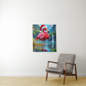 Flamingo als Kerstman-47476 Wandkleed (In situ)