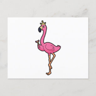 Flamingo als koning met kroon en personeel briefkaart