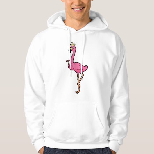 Flamingo als koning met kroon en personeel hoodie (Voorkant)