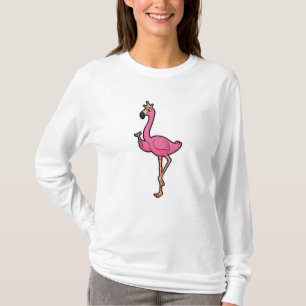 Flamingo als koning met kroon en personeel t-shirt