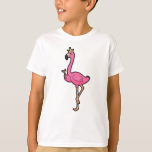 Flamingo als koning met kroon en personeel t-shirt